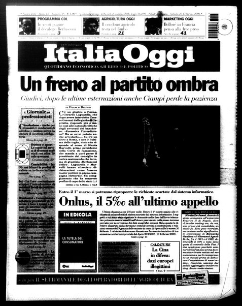 Italia oggi : quotidiano di economia finanza e politica